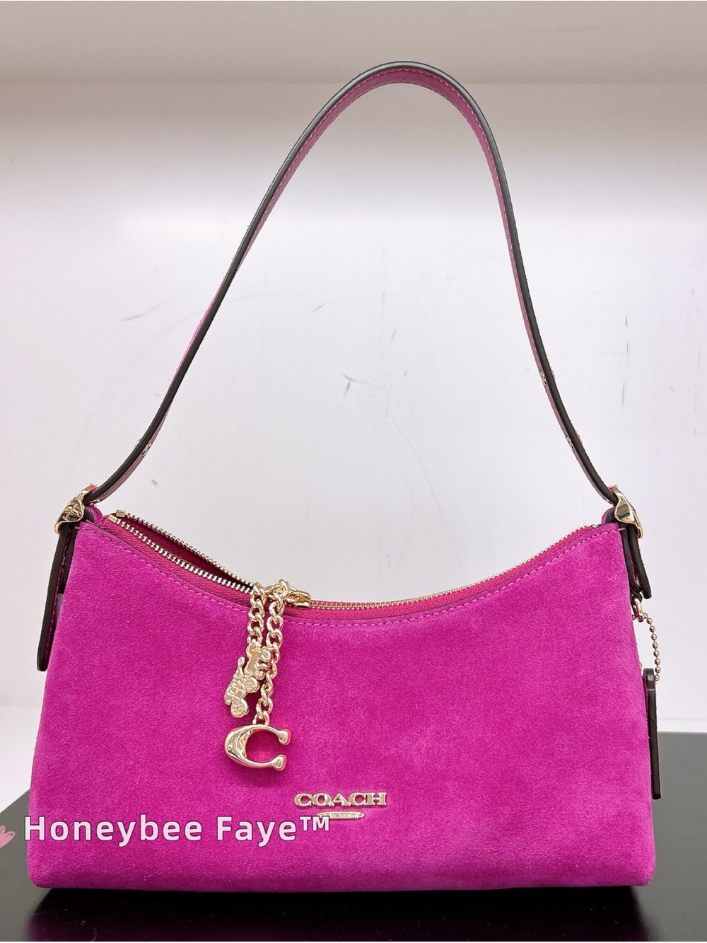 Coach EmeiliaSuede Shoulder Bag in Hot Pink